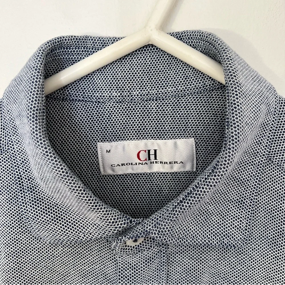 Carolina Herrera Men's Blue/White Button-Down Shirt - Picture 2 of 7